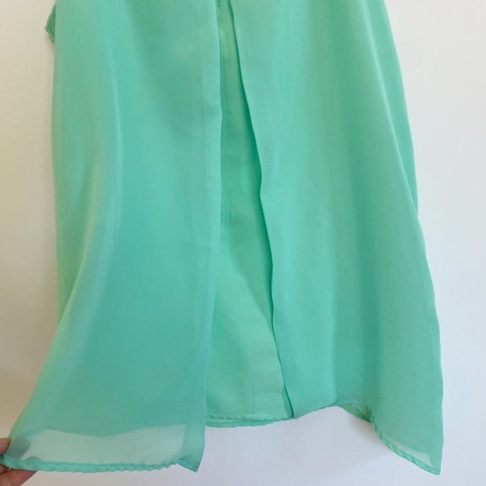 Gibson Womens Mint Green Sleeveless Asymmetrical Hem Layered Back Blouse Top - Picture 7 of 8